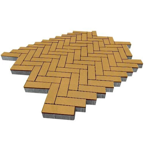 Тротуарная плитка Паркет Желтый Гладкая SteinRus 60 мм