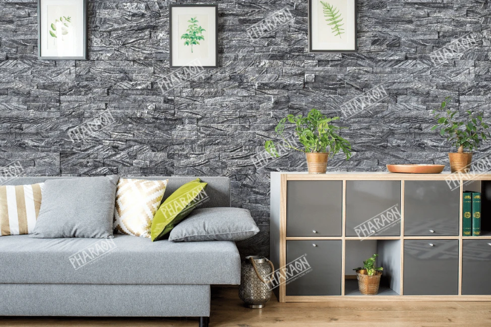 3D панель из натурального камня Мрамор древесный серый Неоклассик Pharaon