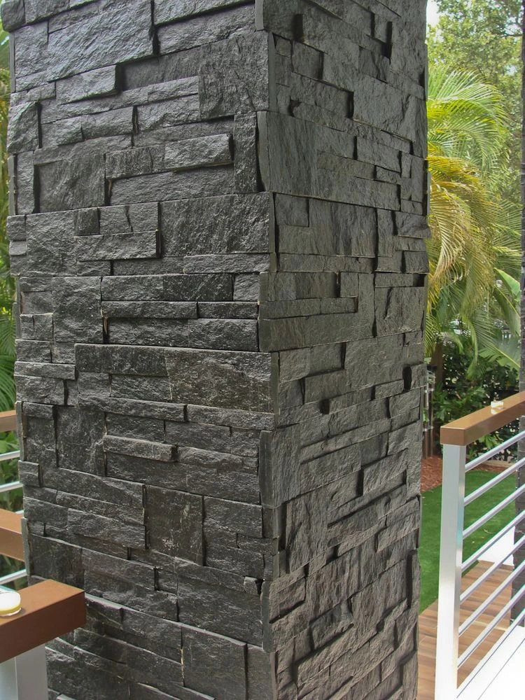 3D панель из натурального камня Кварцит Чёрный Модерн Pharaon