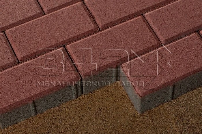 Тротуарная плитка Брусчатка 100х200х60 Ярко-красный 342 МЗ