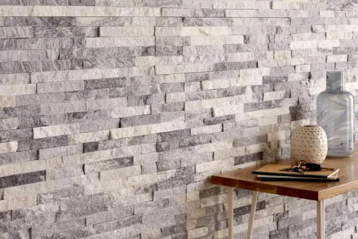 3D панель из натурального камня Кварцит Бело-серый Классик Pharaon