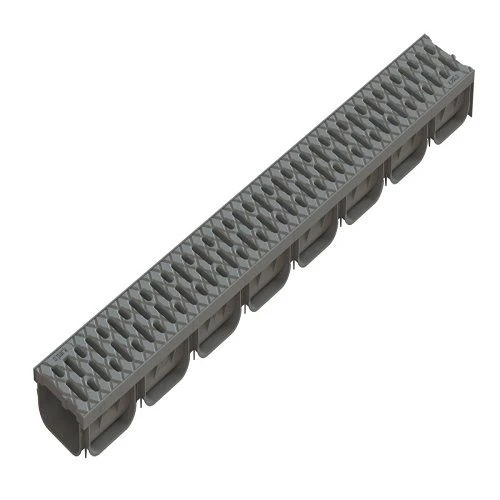 Лоток водоотводный Standartpark ЛВ-10.14.07-ПП пластиковый серый с решеткой пластиковой кл.А (компле