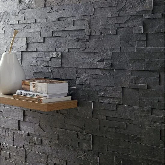 3D панель из натурального камня Сланец Чёрный Модерн Pharaon