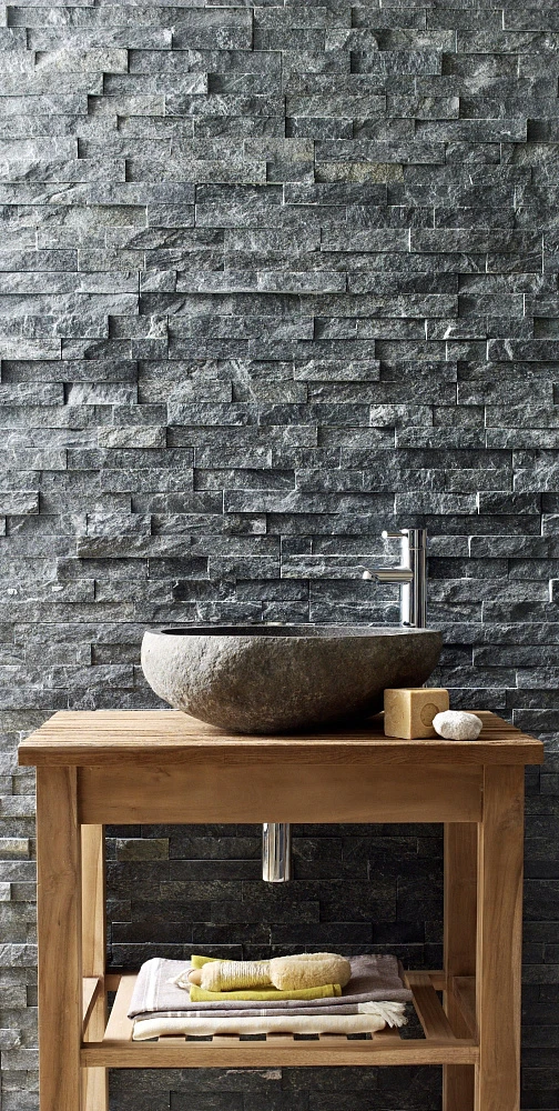 3D панель из натурального камня Кварцит Чёрный Неоклассик Pharaon