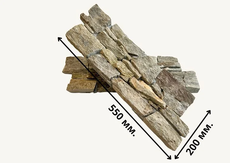 3D панель из натурального камня Кварцит Серо-зелёный Грубый камень Pharaon