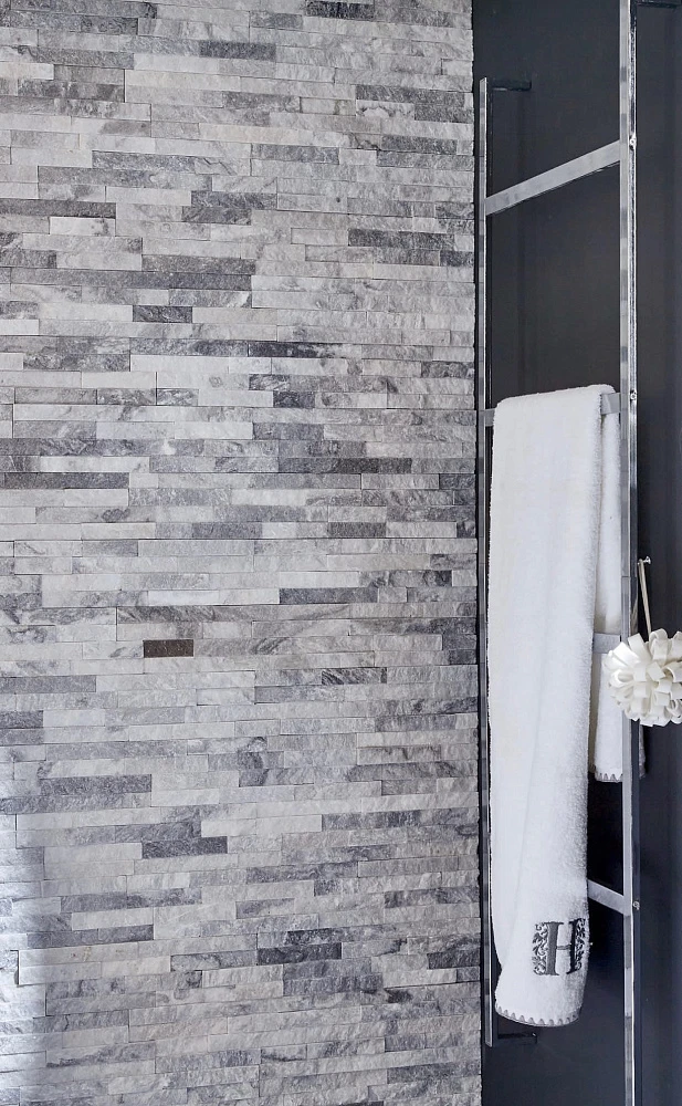 3D панель из натурального камня Кварцит Бело-серый Неоклассик Pharaon