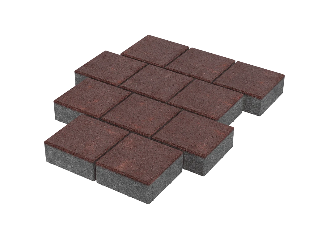 Тротуарная плитка Квадрат 20х20 Бордовый Stellard 60 мм