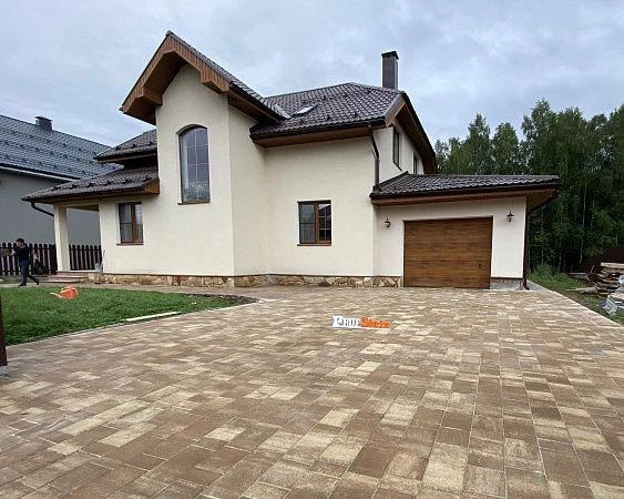 Проект Мощение тротуарной плиткой Braer цвета Миндаль 130 м2 в Богородский округ, КП Буковая аллея