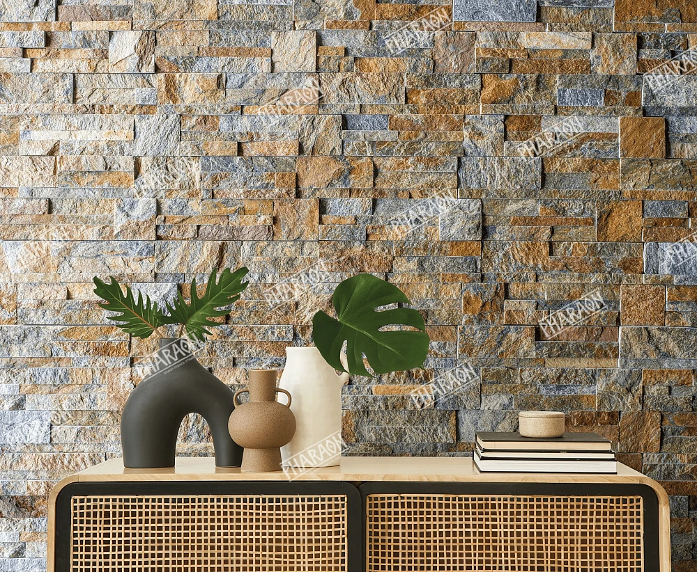 3D панель из натурального камня Кварцит Мультиколор Модерн Pharaon