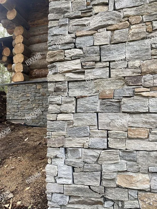 3D панель из натурального камня Кварцит Серо-зелёный Грубый камень Pharaon