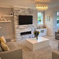 3D панель из натурального камня Кварцит Бело-серый Неоклассик Pharaon