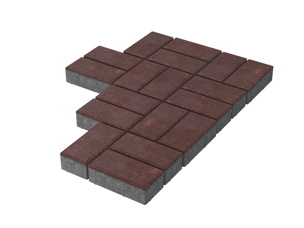 Тротуарная плитка Брусчатка Бордовая Stellard 40 мм