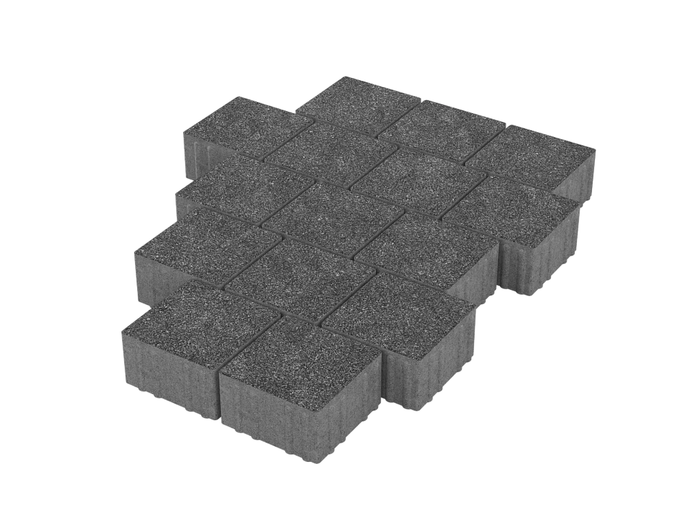 Тротуарная плитка Квадрат 15х15 Черный агат Stellard 80 мм