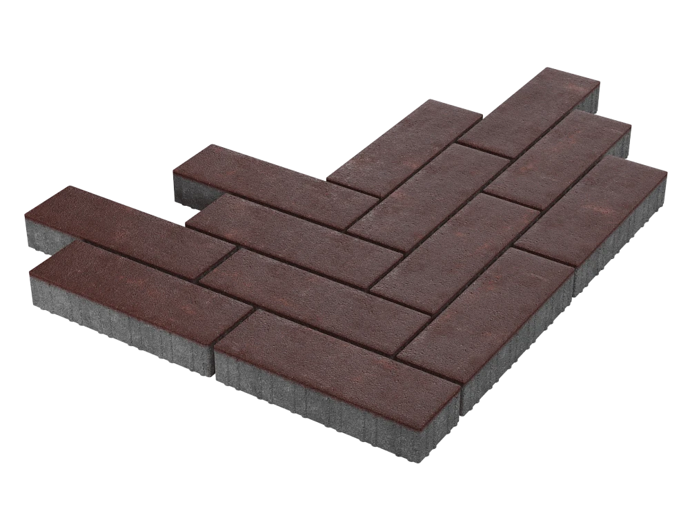 Тротуарная плитка Паркет Бордовый Stellard 80 мм