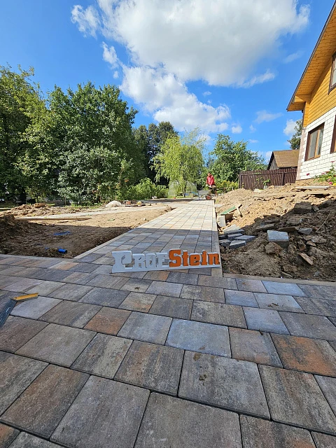 Укладка брусчатки Steingot с подготовкой бетонного основания