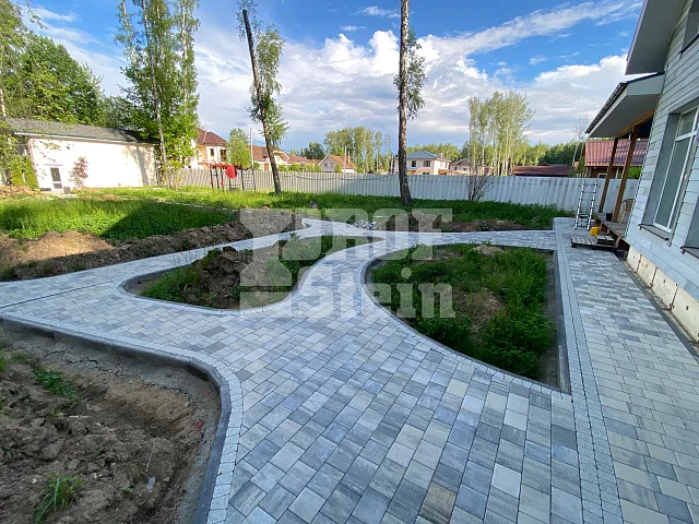 Мощение тротуарной плитки Steingot по дизайн-проекту