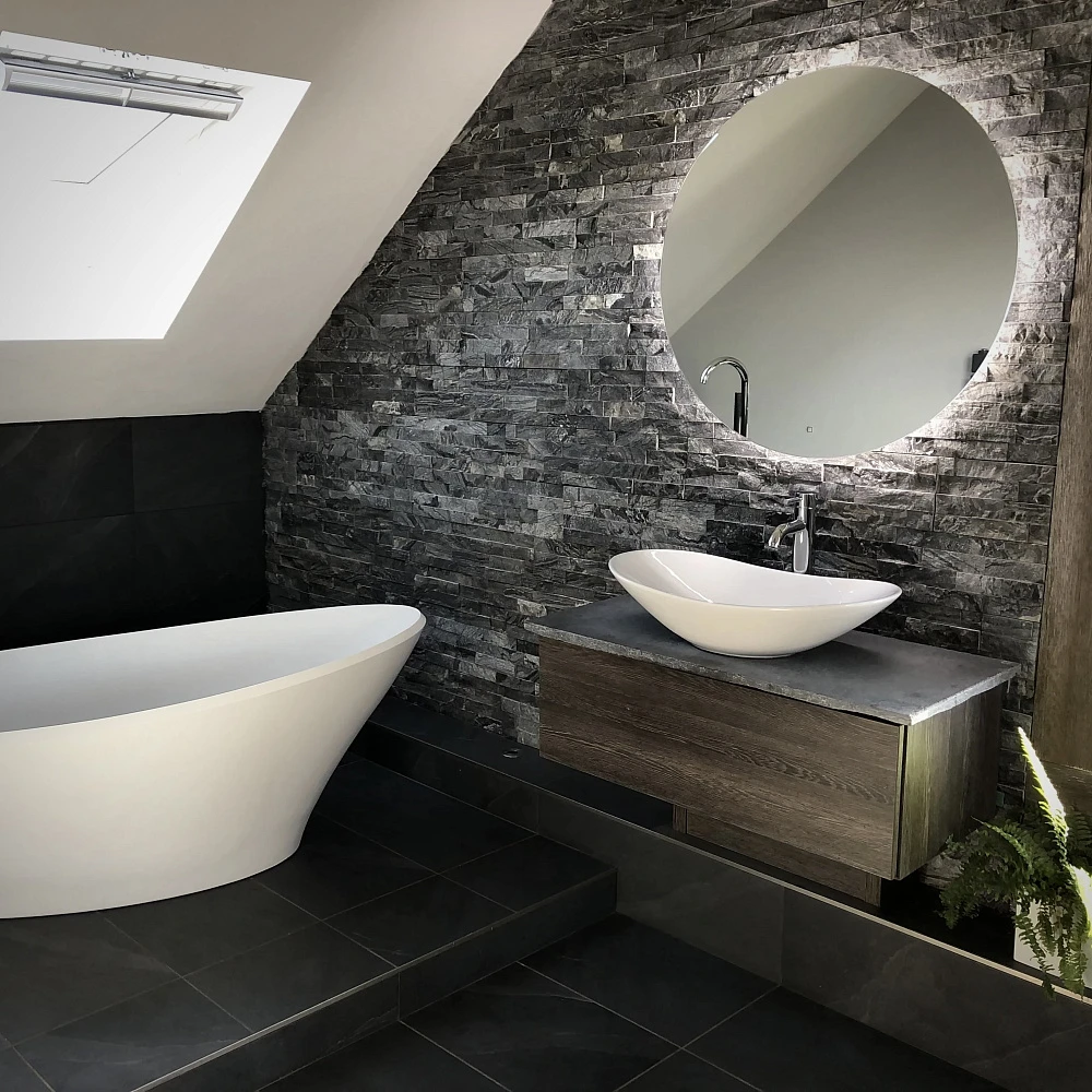 3D панель из натурального камня Мрамор древесный серый Неоклассик Pharaon