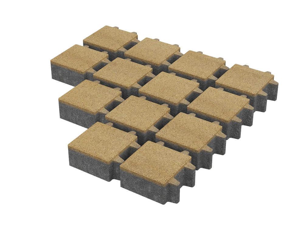 Тротуарная плитка Эко-квадрат Желтый Stellard 80 мм