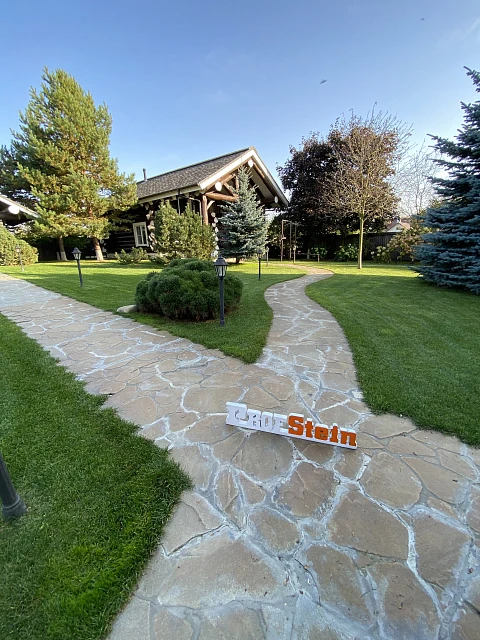 Замена плитняка на тротуарную плитку