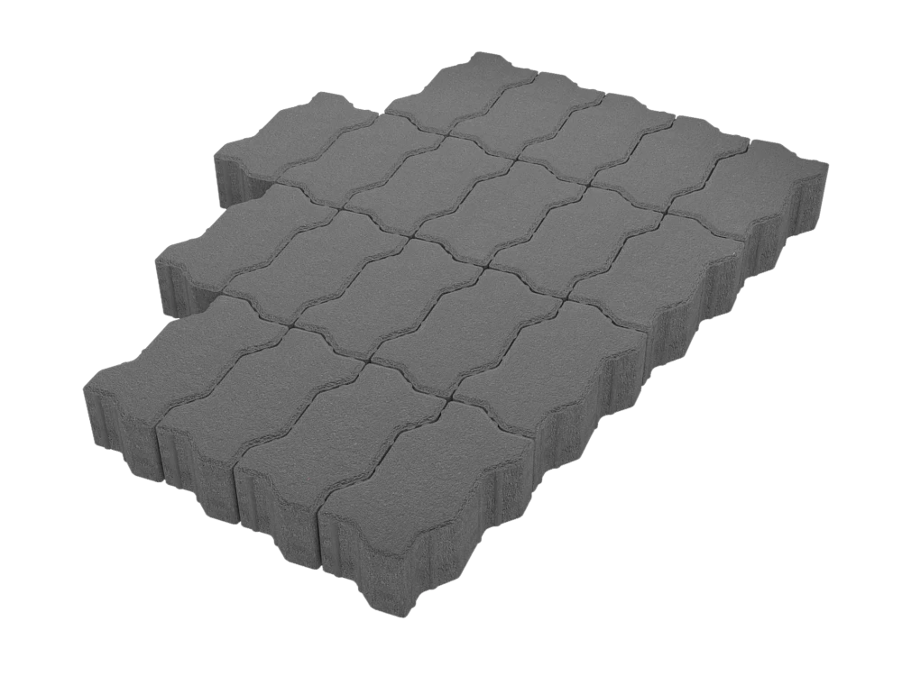 Тротуарная плитка Волна Серая 100 мм Stellard 100 мм