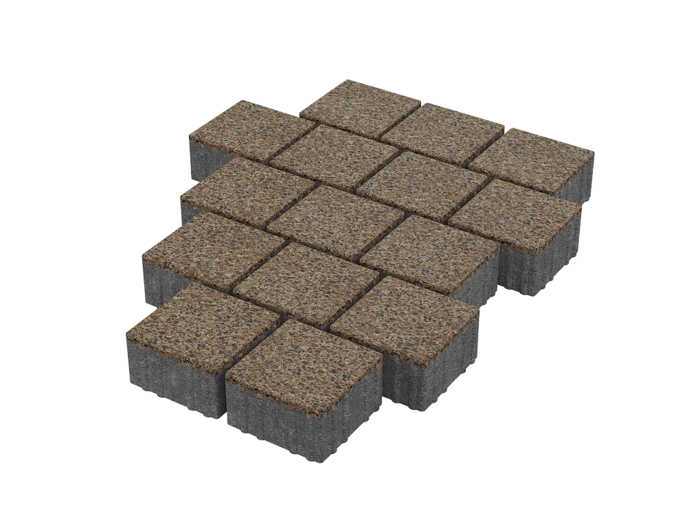 Тротуарная плитка Квадрат 15х15 Красный гранит Stellard 80 мм