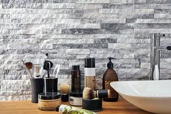 3D панель из натурального камня Кварцит Бело-серый Классик Pharaon