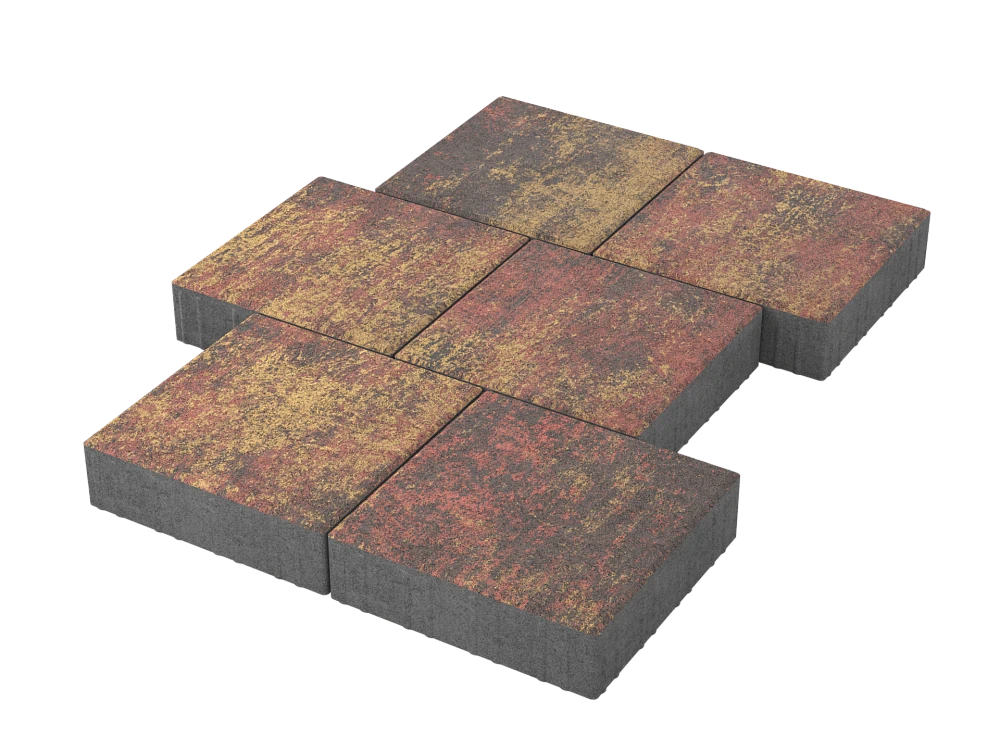 Тротуарная плитка Квадрат 30х30 Закат Stellard 80 мм