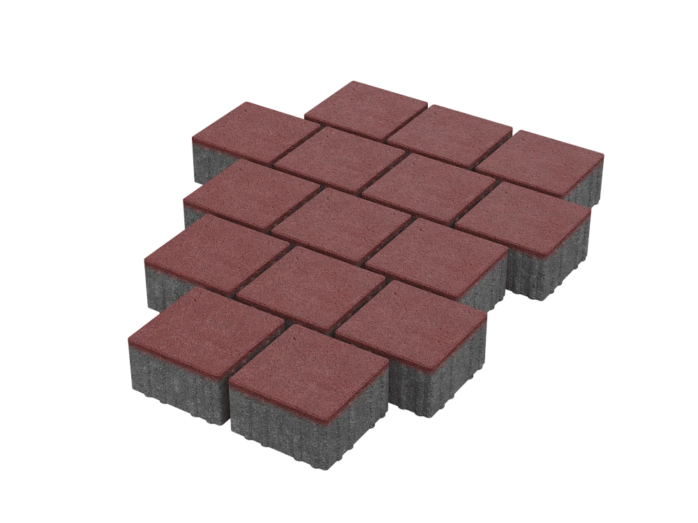 Тротуарная плитка Квадрат 15х15 Красный Stellard 80 мм