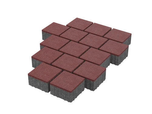 Тротуарная плитка Квадрат 15х15 Бордовый Stellard 80 мм
