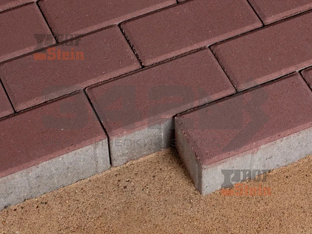 Тротуарная плитка Брусчатка, Красный 342 МЗ 60 мм