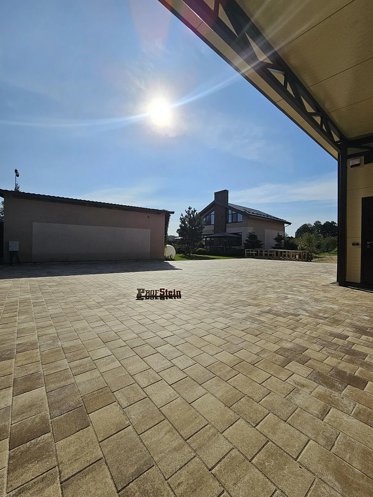 Укладка тротуарной плитки цвета Травертин от Steingot