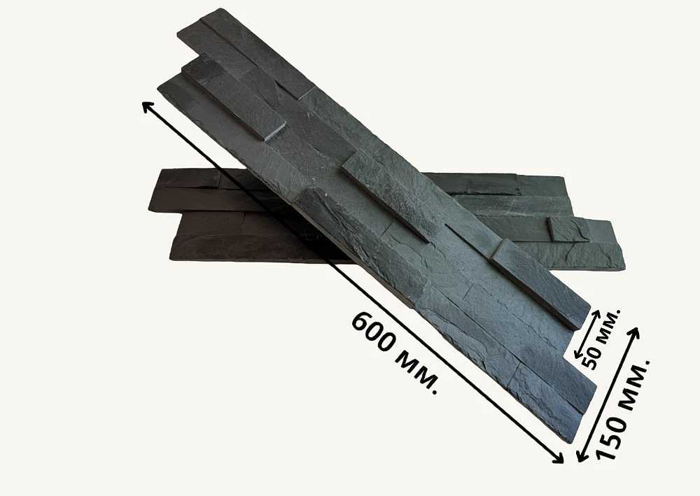 3D панель из натурального камня Сланец Чёрный Неоклассик Pharaon