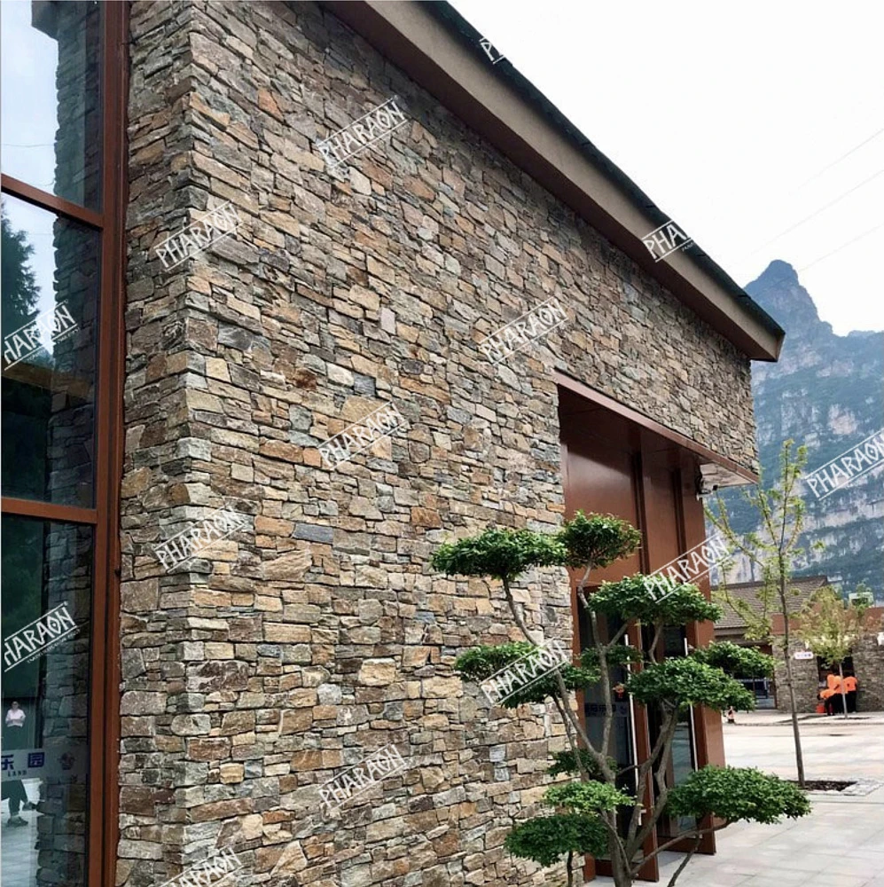 3D панель из натурального камня Кварцит Мультиколор Грубый камень Pharaon