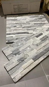 3D панель из натурального камня Кварцит Бело-серый Классик Pharaon