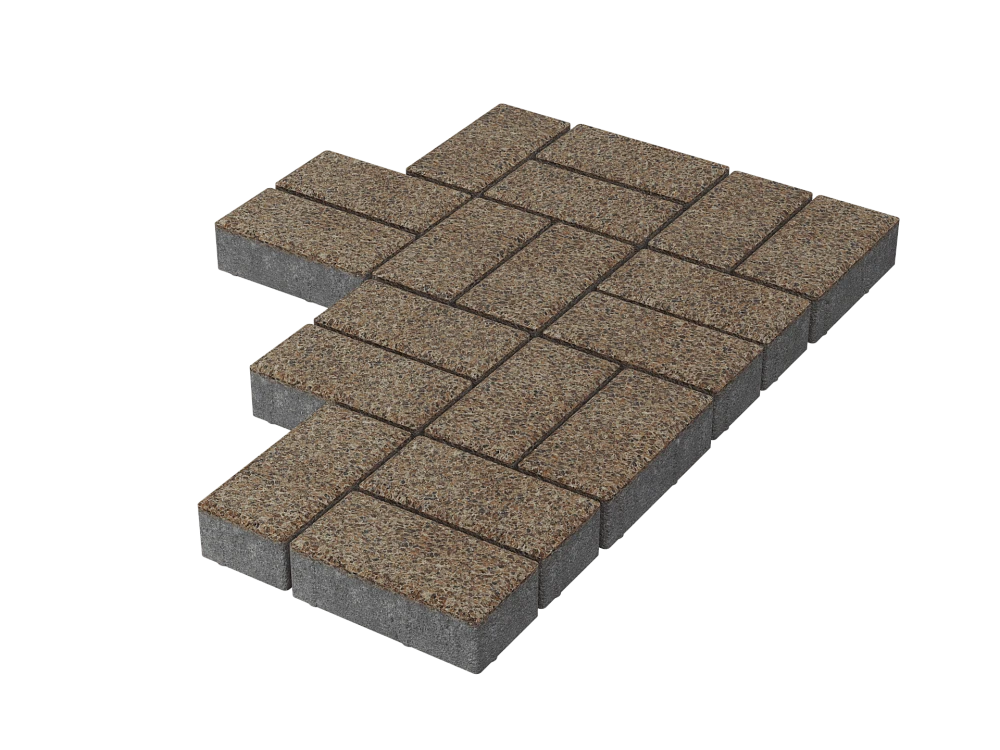 Тротуарная плитка Брусчатка Красный гранит Stellard 60 мм