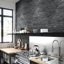 3D панель из натурального камня Кварцит Чёрный Классик Pharaon