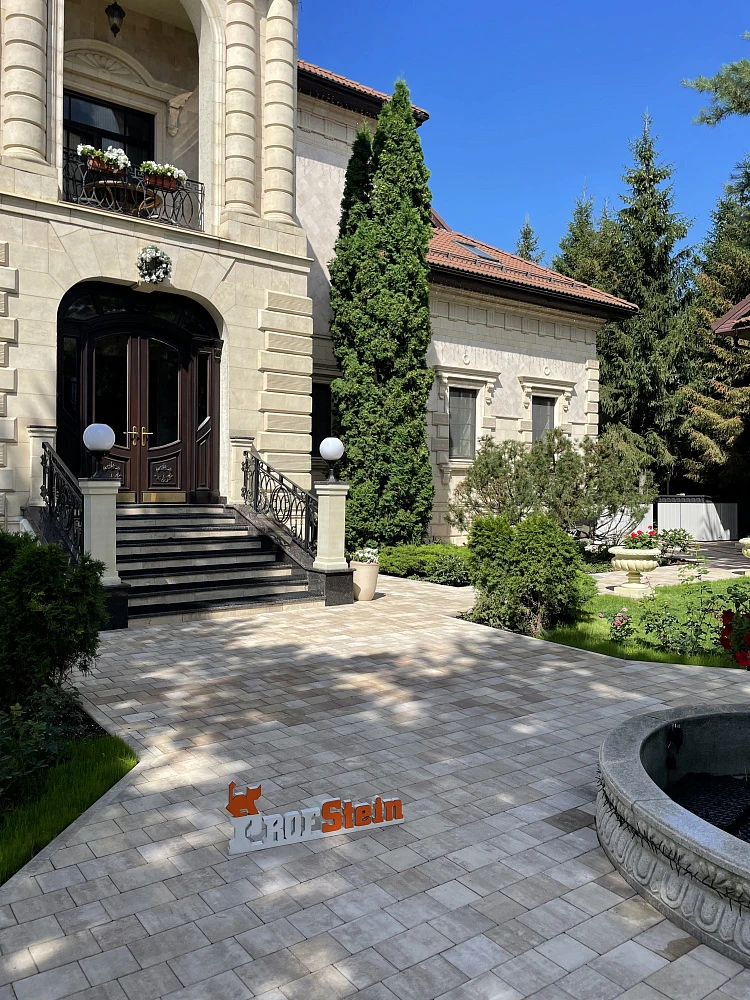 Укладка тротуарной плитки от Steingot в цвете Травертин