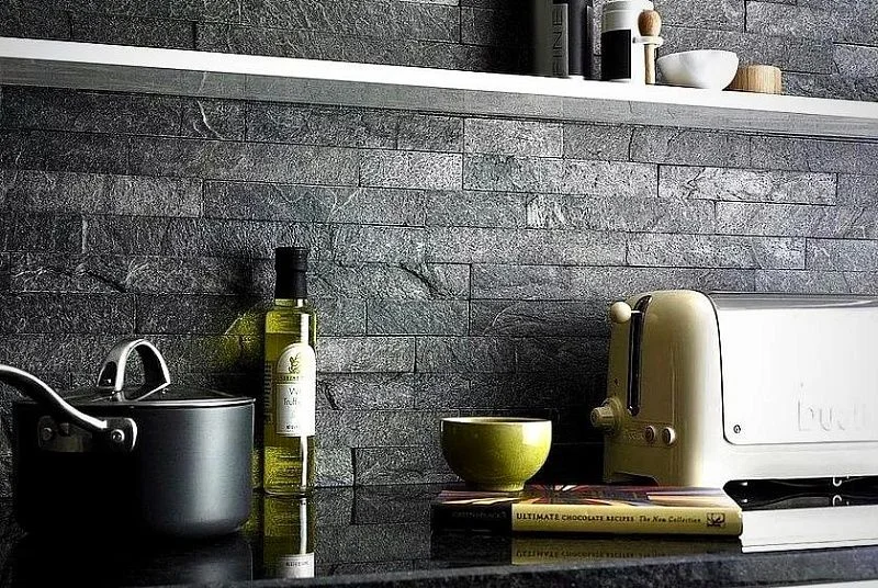 3D панель из натурального камня Кварцит Чёрный Неоклассик Pharaon