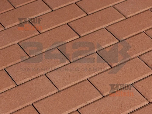 Тротуарная плитка Брусчатка, Красный 342 МЗ 60 мм