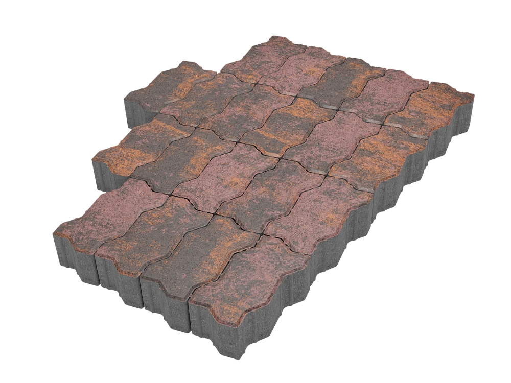 Тротуарная плитка Волна Браун Stellard 60 мм