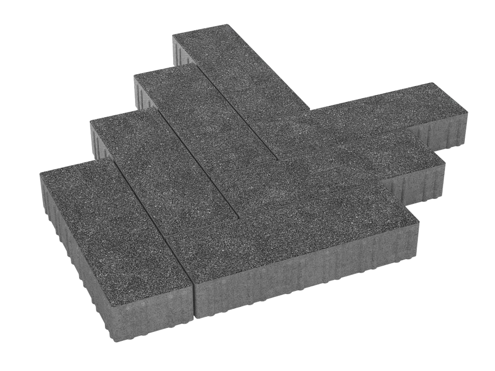 Тротуарная плитка Паркет Черный агат Stellard 80 мм