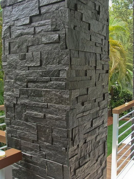 3D панель из натурального камня Кварцит Чёрный Модерн Pharaon