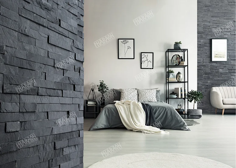 3D панель из натурального камня Сланец Чёрный Классик Pharaon