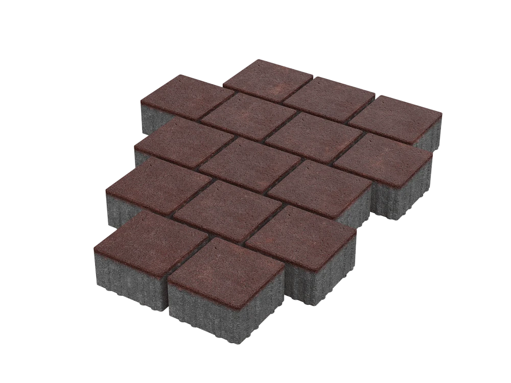 Тротуарная плитка Квадрат 15х15 Бордовый Stellard 80 мм