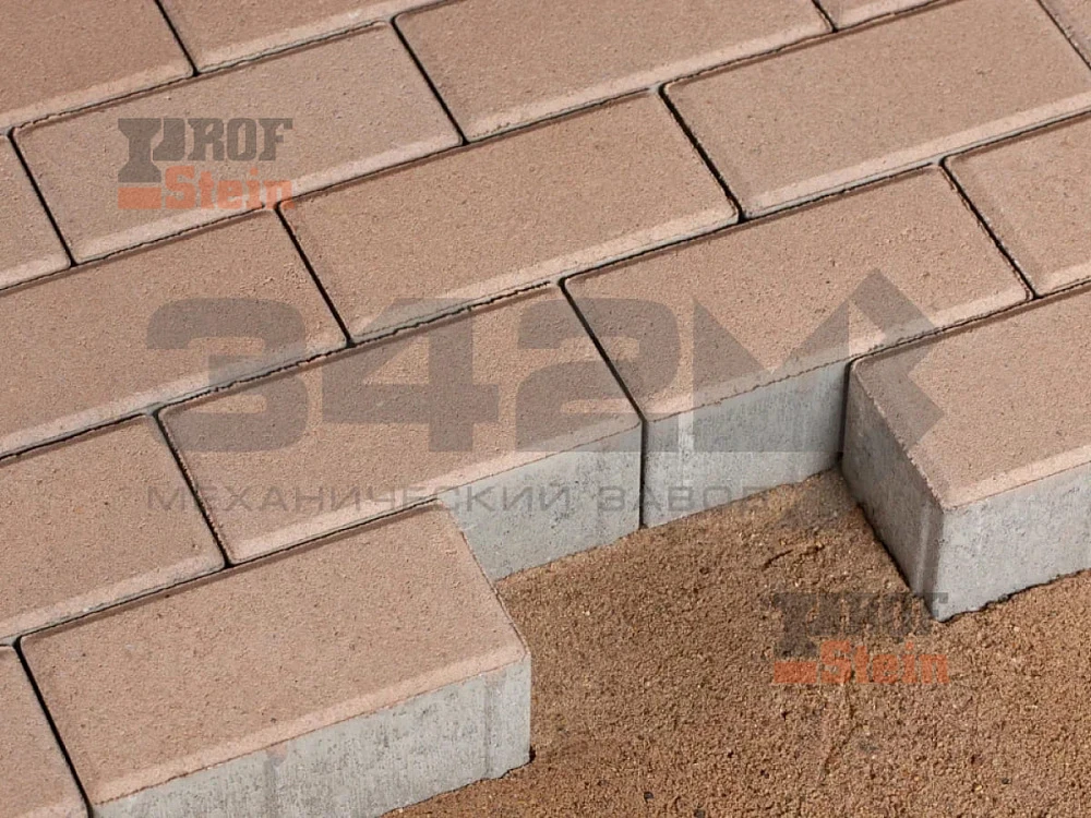 Тротуарная плитка Брусчатка, Бежевый 342 МЗ 60 мм