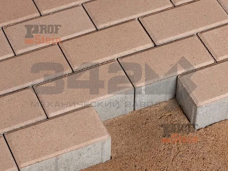 Тротуарная плитка Брусчатка, Бежевый 342 МЗ 60 мм
