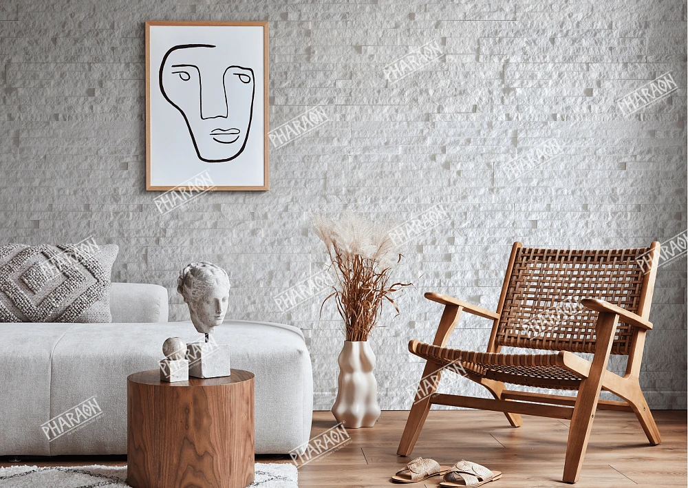 3D панель из натурального камня Кварцит Белый Классик Pharaon