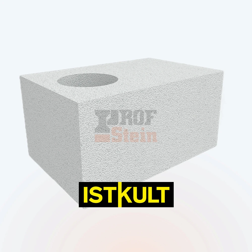 Блок газобетонный О-блок 2-пустотный 500х250х250 2d=160 D500 В3,5 Istkult Строитель