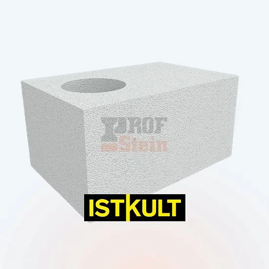 Блок газобетонный О-блок 1-пустотный 500х375х250 1d=250 D500 В3,5 Istkult Строитель