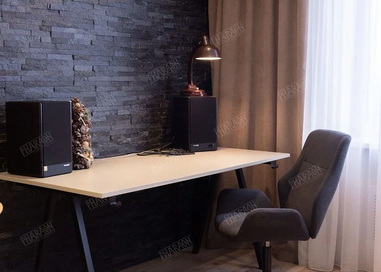 3D панель из натурального камня Кварцит Чёрный Классик Pharaon